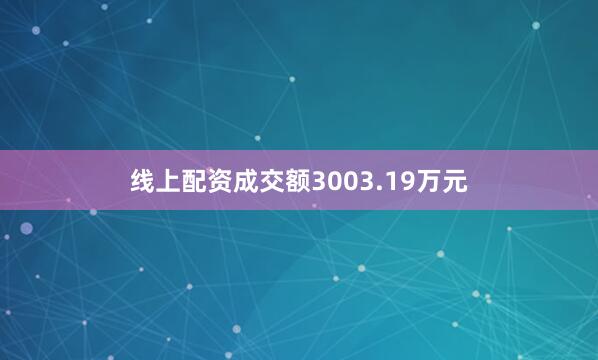 线上配资成交额3003.19万元