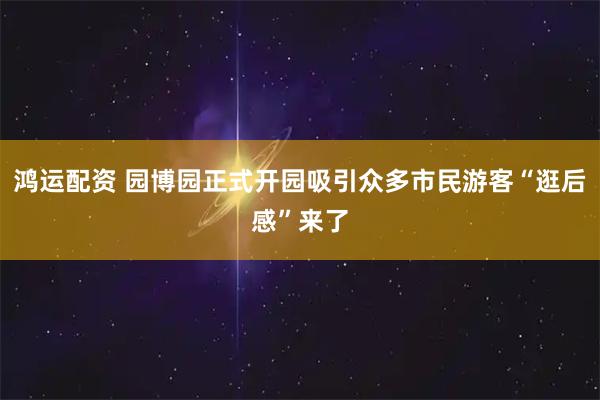 鸿运配资 园博园正式开园吸引众多市民游客“逛后感”来了